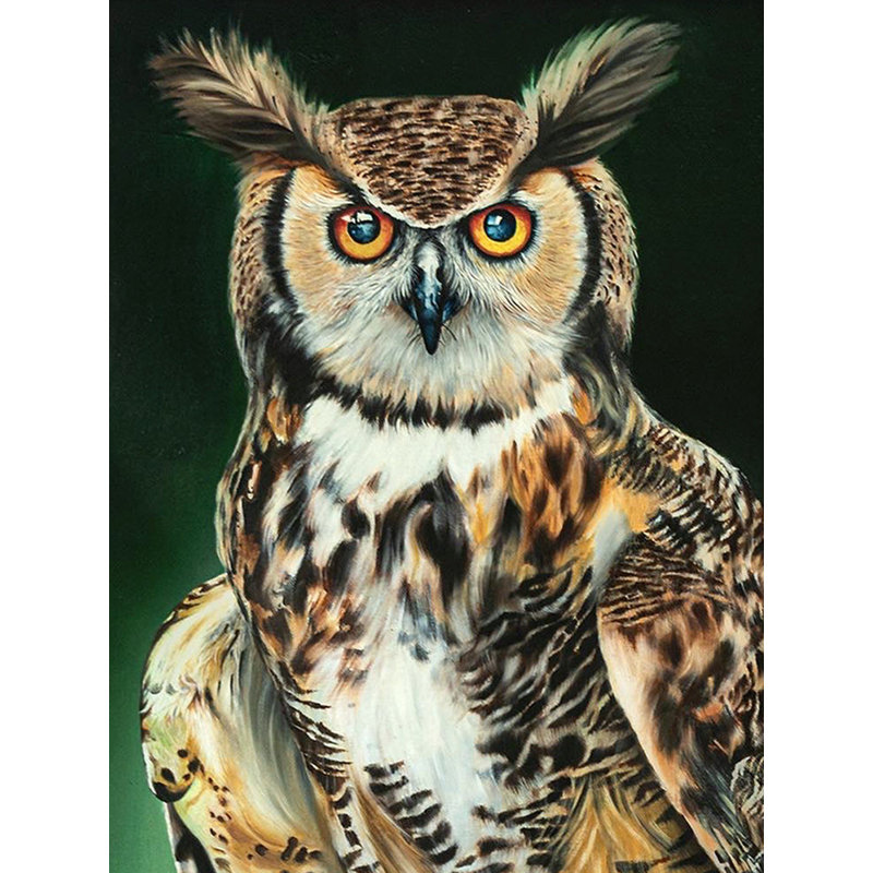 Peinture Goodluck Owl | Huile sur toile de lin en coton | Vandana Verma