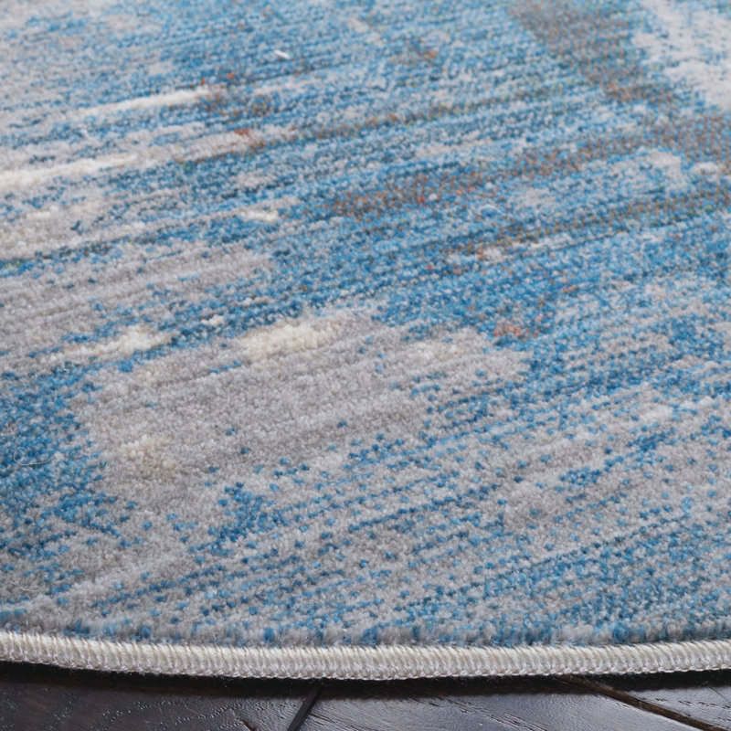 Tapis abstrait bleu / gris, Rectangle 9 pi x 12 pi