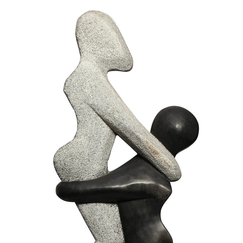 Sculpture moderne en pierre abstraite - «The Happy Couple», art contemporain noir et gris