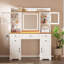 Bureau de maquillage avec miroir et lumières, coiffeuse avec 3 tiroirs de rangement, 5 tiroirs, 4 portes