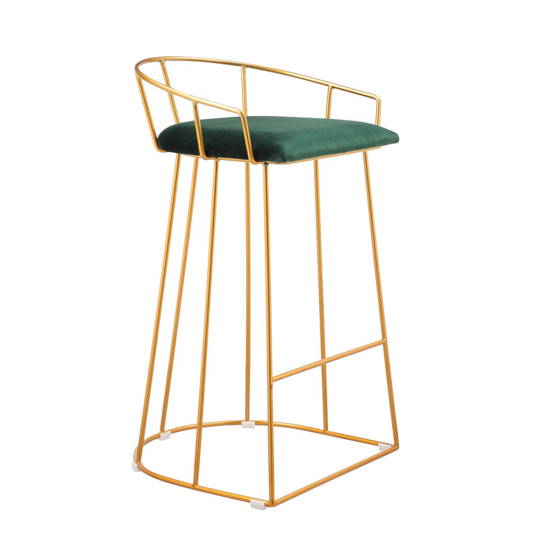 Tabouret de bar et de comptoir Jillian, Tabouret de comptoir (assise à une hauteur de 26,, Velours vert