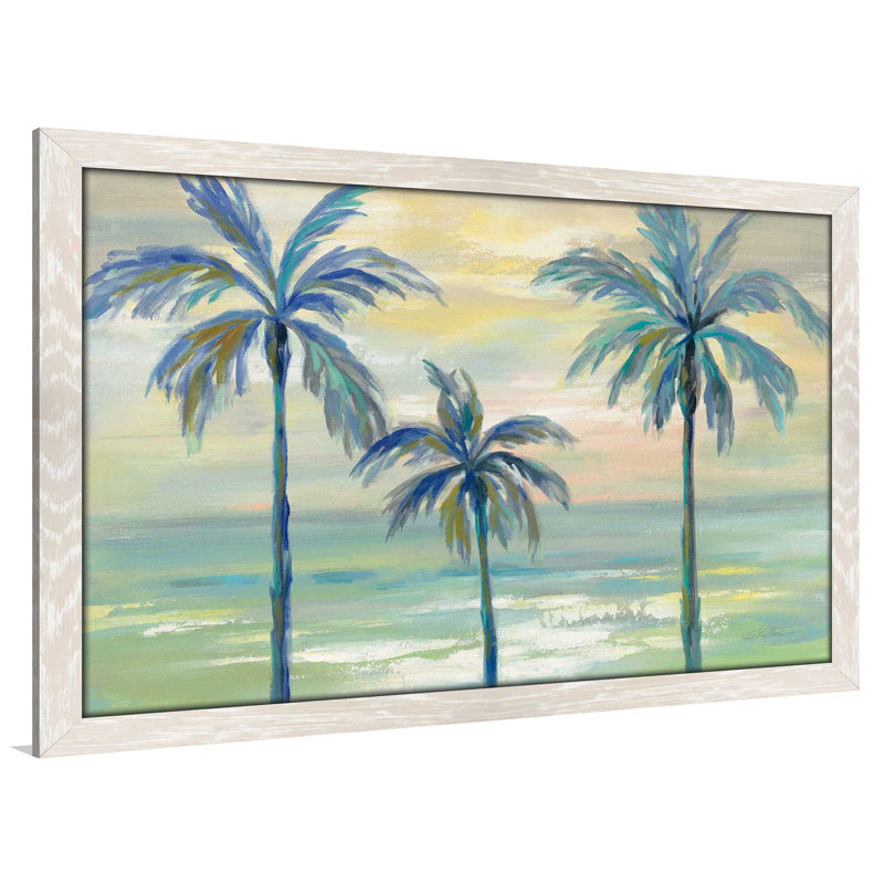 « marine layer palms », reproduction de peinture à l’acrylique, H 21,5 po x l 27,5 po x P 0,75 po