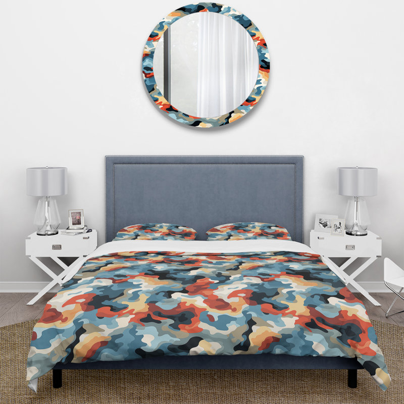 Ensemble de housse de couette camouflage Retro Revival III, Housse de couette pour très grand lit et 2 très