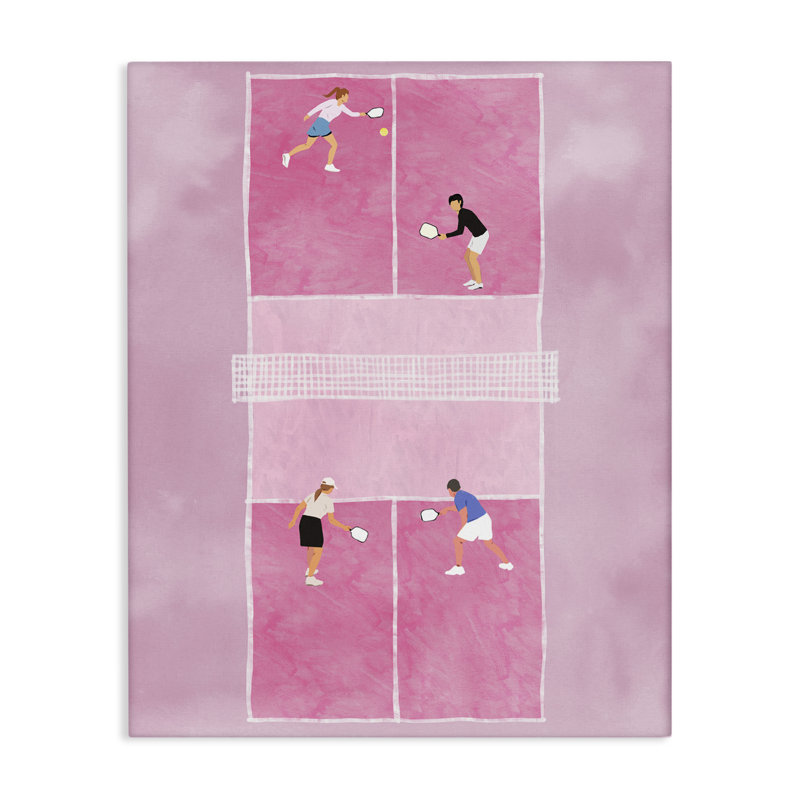Art mural rose sur toile de Pickleball par Ziwei Li, H 20 po x l 16 po