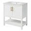 Meuble-lavabo avec lavabo en céramique, 2 portes et tablette-444865137