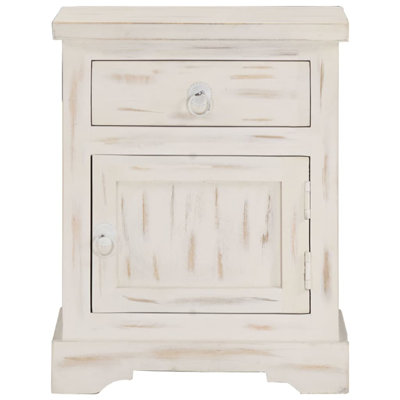 Bedside Cabinet White 15.7" x 11.8" x 19.7" Solid Mango Wood by Dovecove