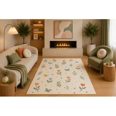 Tapis à motif floral boho «Ultra Léger» 5 pi x 7 pi Boho