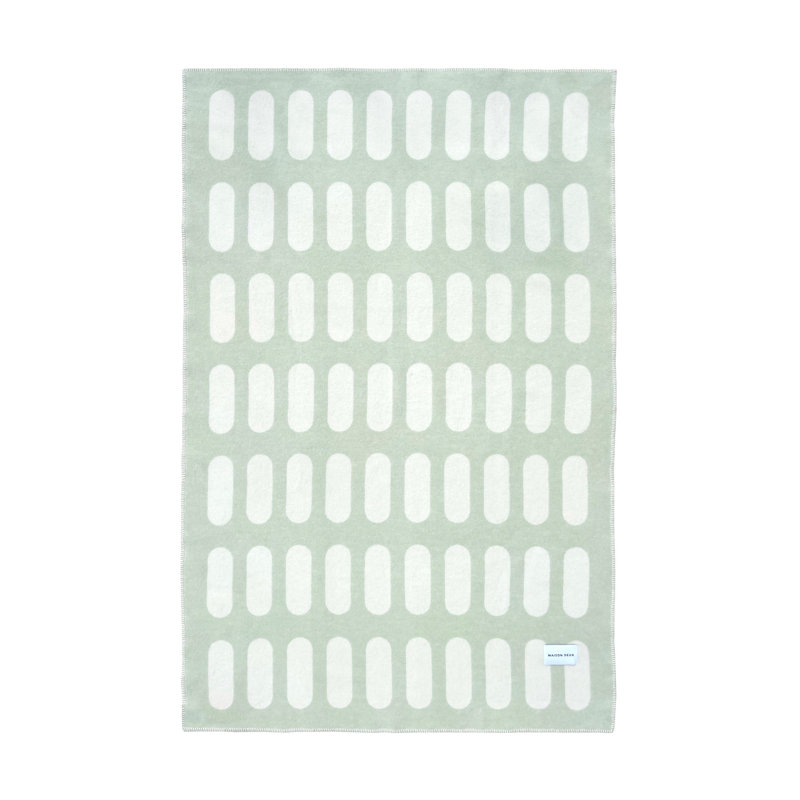 CUBICS CHILL PILL Geometric Wool Jacquard Blanket, Green