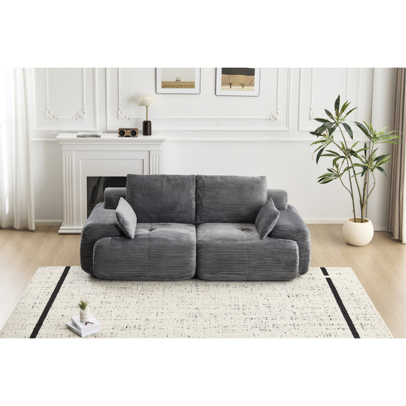 Gris 2 places pour animaux de compagnie compressés - Velours côtelé en mousse à mémoire de forme, très profond pour les espaces de vie, sans assemblage, rembourrage à haute résilience, siège de configuration personnalisable, velours côtelé, profond, gris, qualité