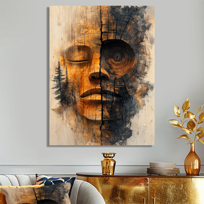 Totem Inuit Tower In A Forest Landscape I - Native American Art Metal Wall Art