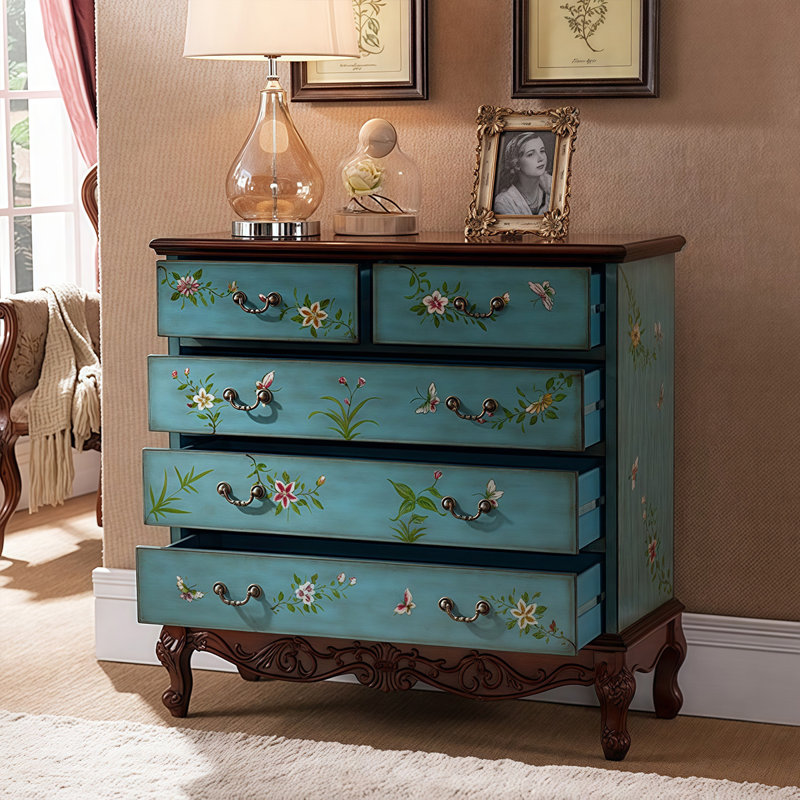 Blue Solid Wood Accent Cabinet, Blue