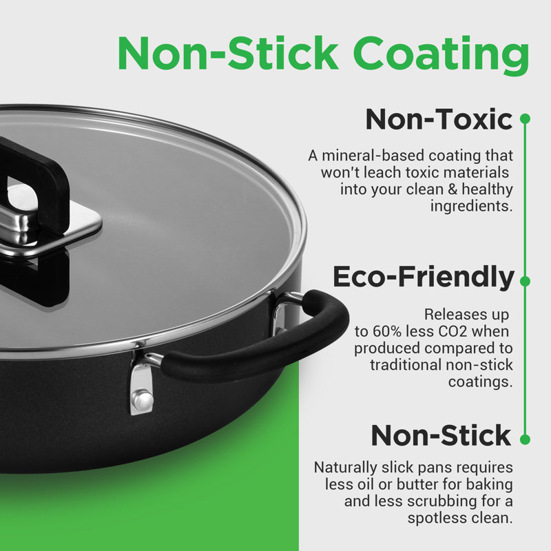 17 - Piece Non-Stick Aluminum Cookware Set, Black