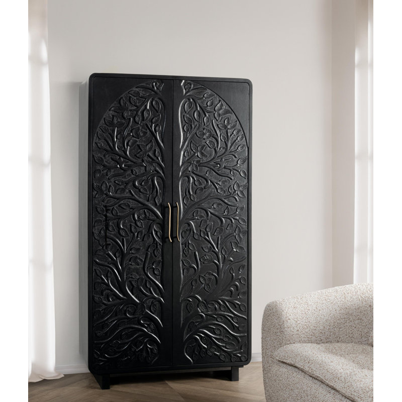 Albero Solid Wood Accent Cabinet, Black