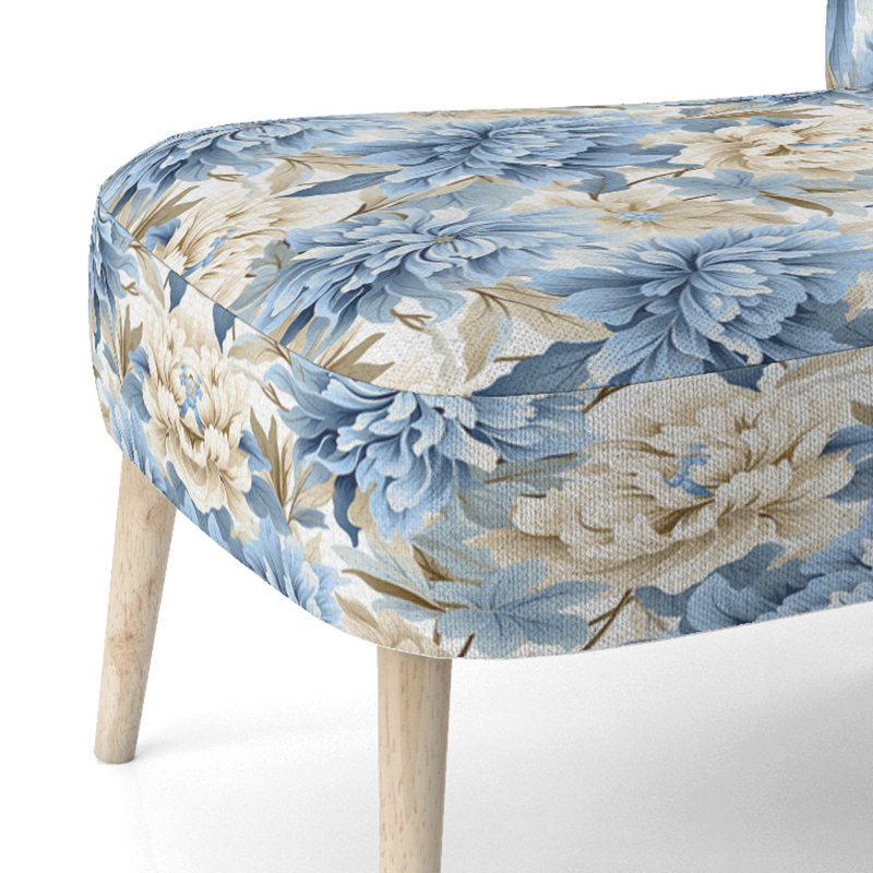 Blanc et bleu damassé Breeze - Chaise d'appoint rembourrée traditionnelle, chaise d'appoint à motif damassé