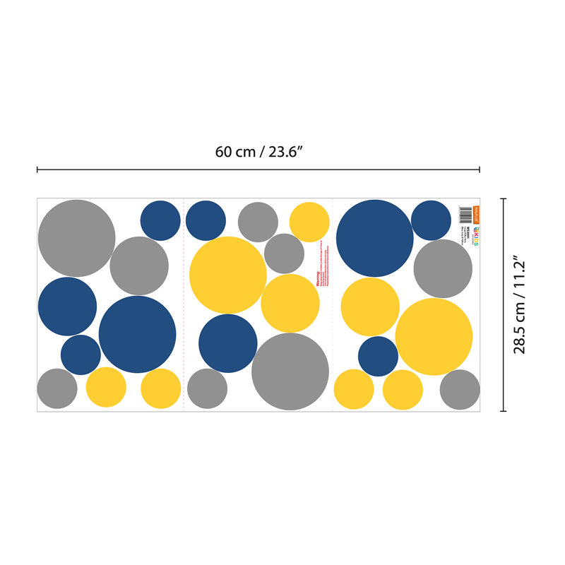 Abstract Non-Wall Damaging Wall Decal, Blue/Grey/Yellow