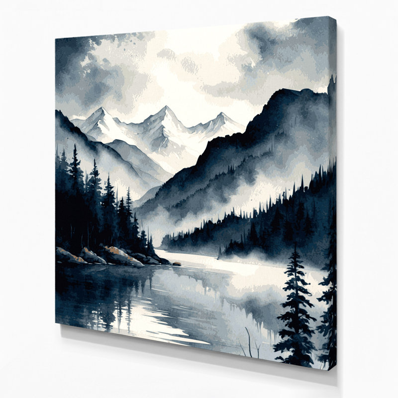 Watercolor Landscape 86 Grey Canvas Wall Art, 16" H x 16" W