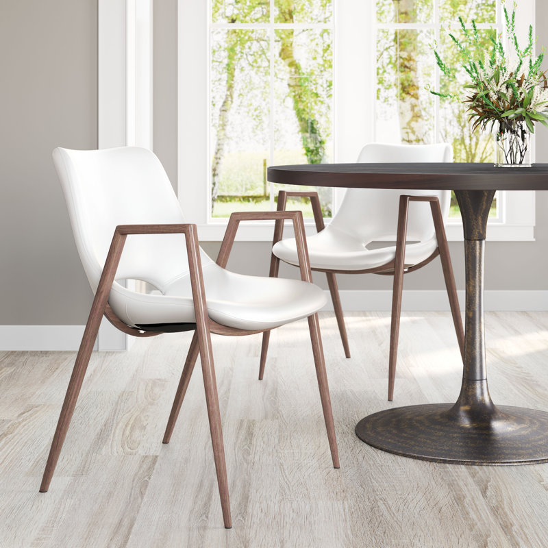 Ensemble de chaises Keneil Desi (ensemble de 2) blanc et noyer