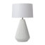 Concord Bone Porcelain Table Lamp - 30", White & Walnut, 4-Way Rotary Switch