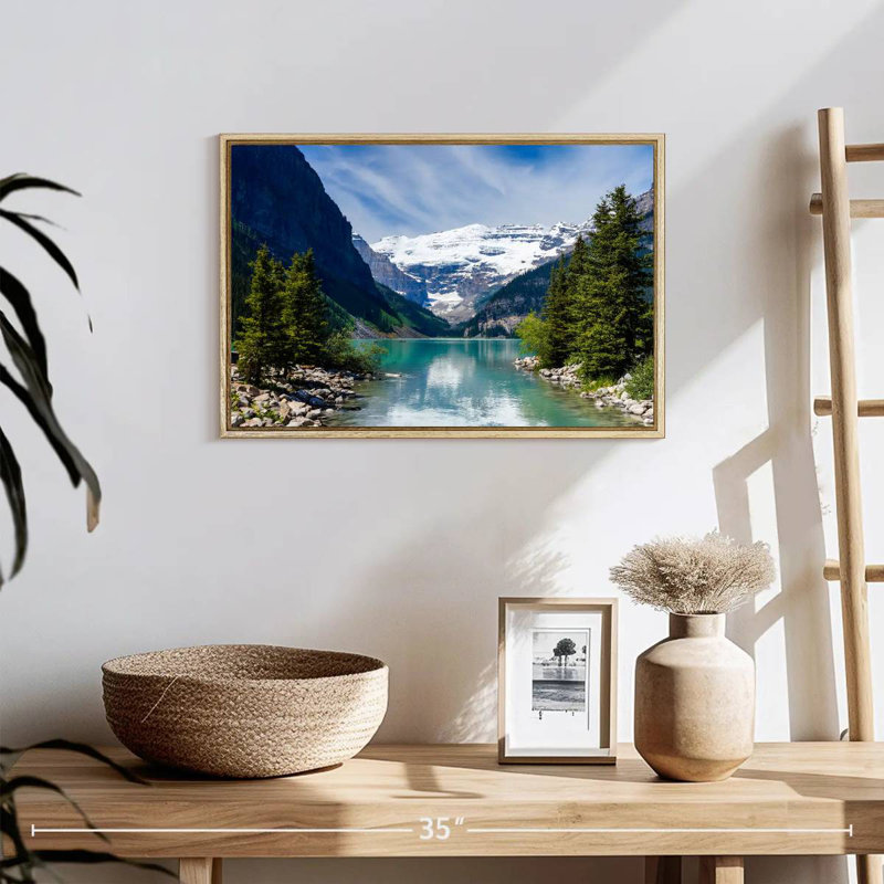 Splendide lac Louise, 19 po x 13 po, Cadre flottant en bois naturel