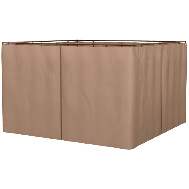 Outsunny 10' X 10' Universal Gazebo Sidewall Set With Panels, Hooks And C-Rings Included For Pergolas And Cabanas