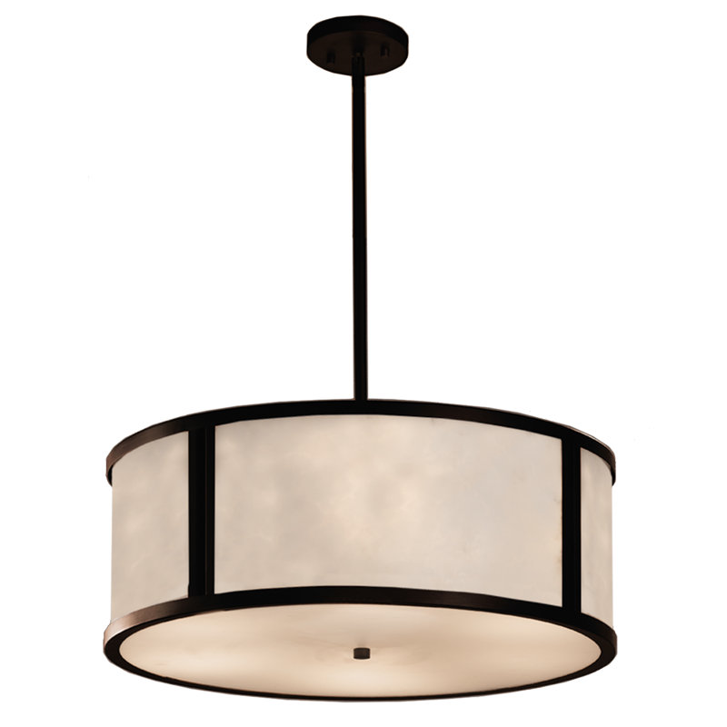 Luminaire suspendu tambour 6 lumières Barbel, Bronze foncé