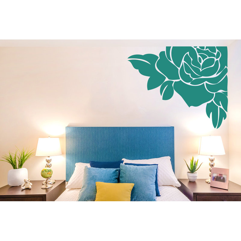 Plants & Flowers Non-Wall Damaging Wall Decal, Aqua Green, Large