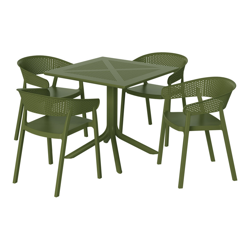 Ensemble repas carré pour 4 personnes, Vert