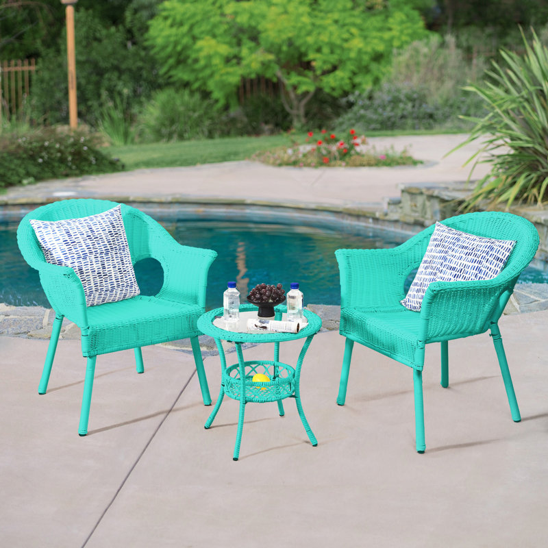 Ensemble de conversation pour terrasse avec coussins Luxton, Turquoise