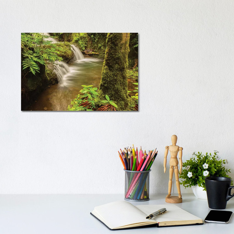 USA, Hawaii, Hawaii Tropical Botanical Garden. Waterfall scenic. 1 Piece Wrapped Canvas Wall Art, 20.32 cm H x 30.48 cm W