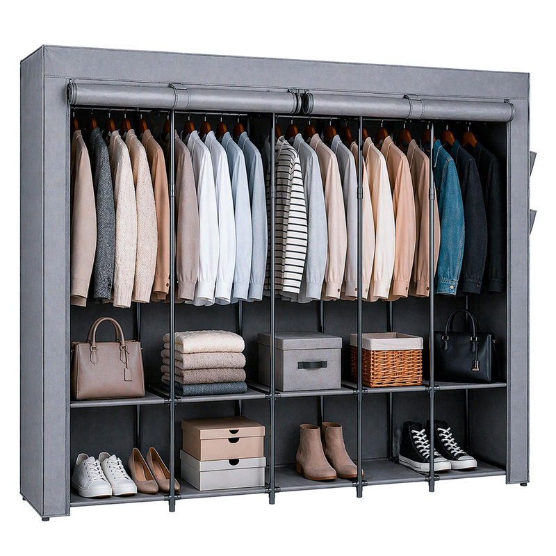 Metal Wardrobe, Grey, 211cm (W)