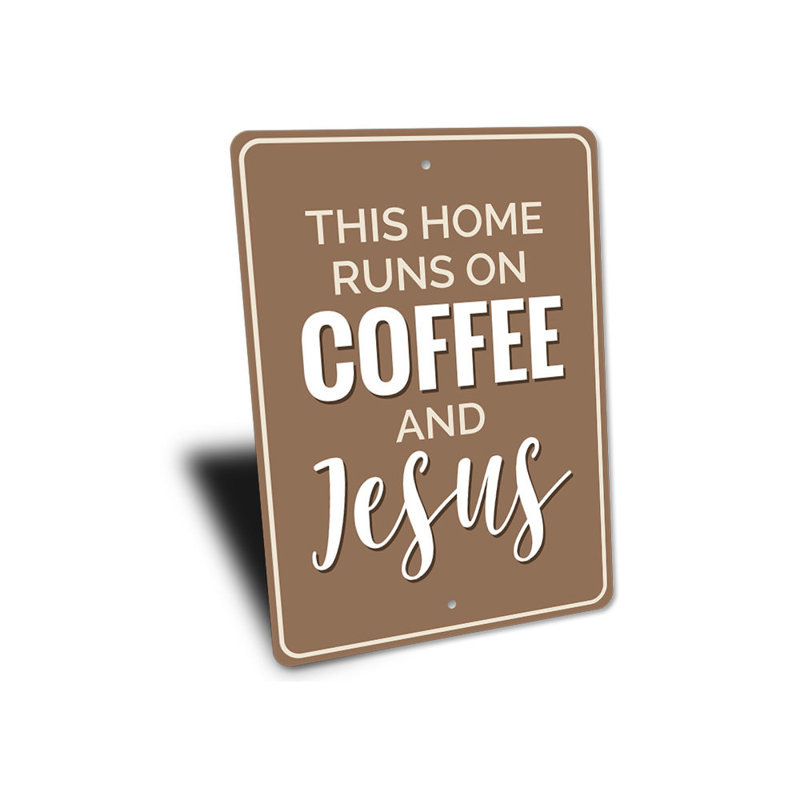 Café et enseigne en aluminium Jésus, H 14 po x l 10 po x P 0,04 po