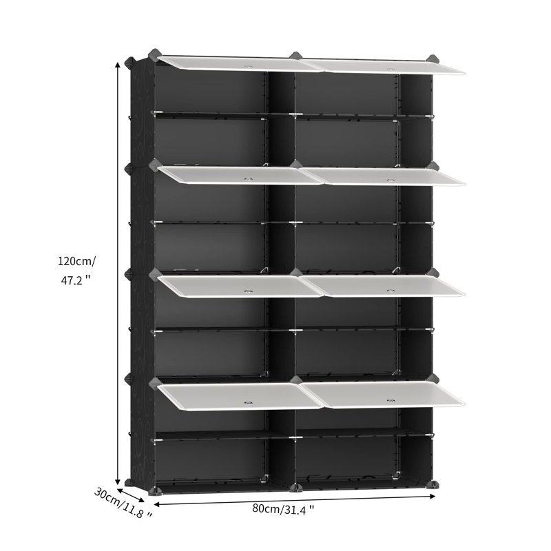 16 Pair Shoe Storage Cabinet, Black