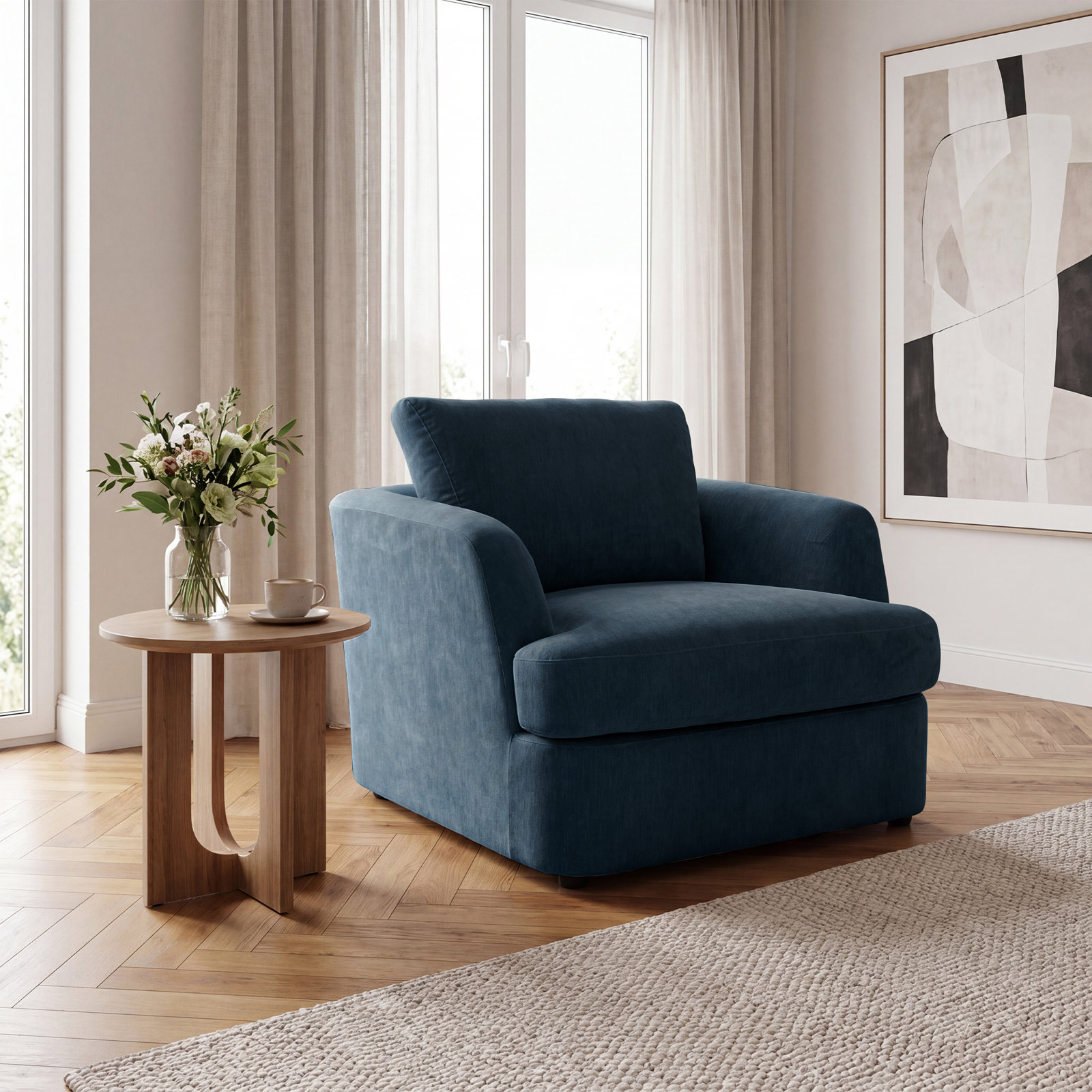 Alameda Velvet Barrel Chair, Pacific Velvet
