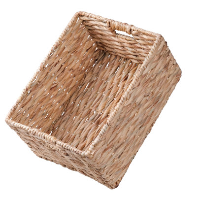 Panier de rangement en jacinthe d'eau SOLHome, naturel, 16,9 po x 12,6 po x 9,1 po, panier tissé à la main avec poignées - organisateur de tablette, rangement de serviettes, rangement de salon