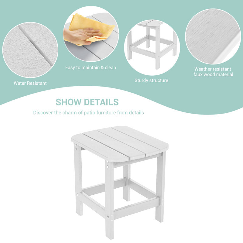 Table d'appoint d'extérieur, table basse Adirondack, Blanc