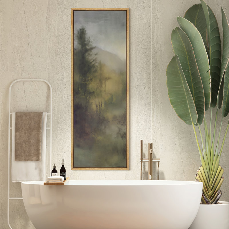 «Misty Forest Path Green Landscape Art», reproduction d'art sur toile encadrée, Naturel, H 60 po x l 20 po x P 1,5 po