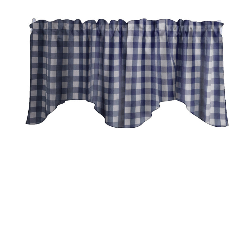 Cantonnière festonnée à carreaux Gingham, Marine