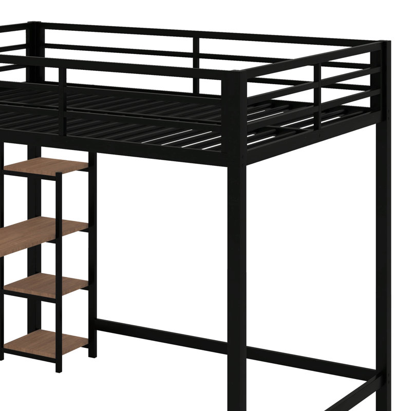  Lit mezzanine en métal Byblos avec bureau intégré et tablettes de rangement