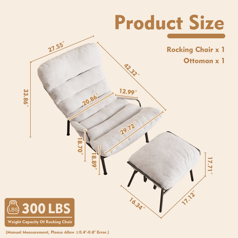 Chaise berçante en métal Matigan, Polyester blanc