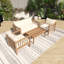 Ensemble de conversation de patio 4 pièces en bois avec coussin beige-1535702522
