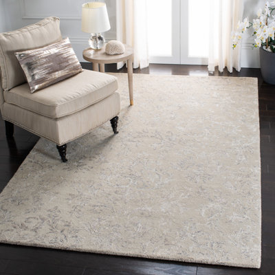 Tapis gris en viscose / laine touffeté à la main Tivoli
