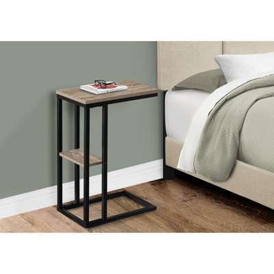 Table de collation contemporaine pour salon et chambre à coucher, plateau de table taupe, structure en métal, table d'appoint légère et portable pour la chambre à coucher, surface sombre, fabrication, conception pratique