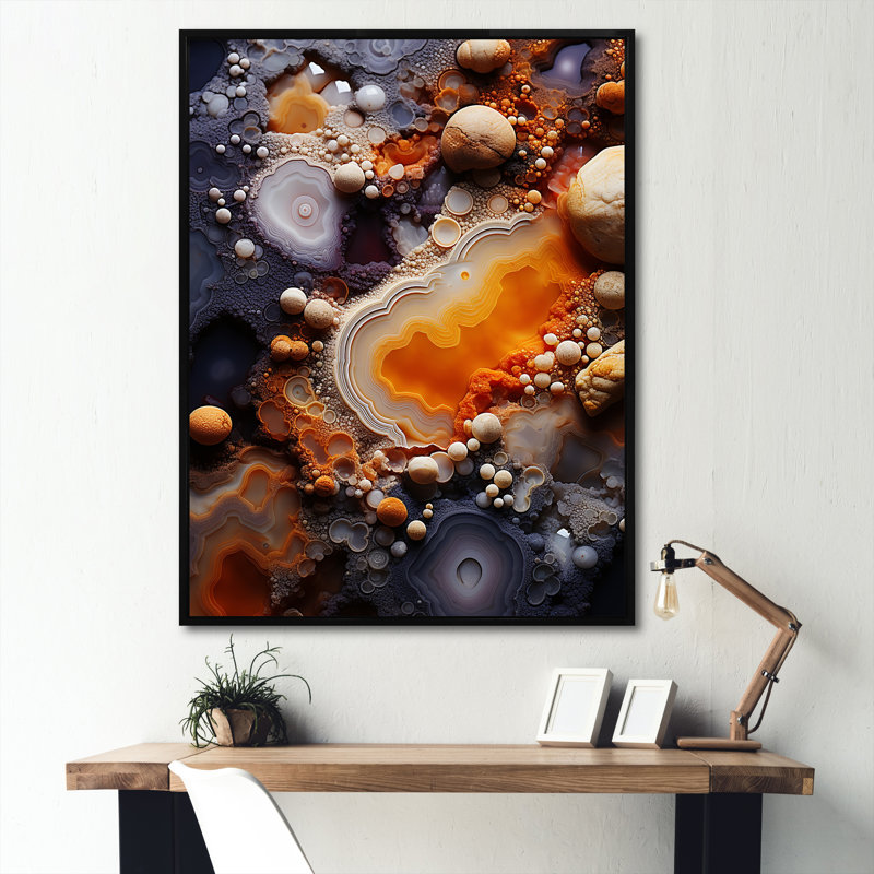 Pierre améthyste orange spirituelle, Cadre flottant noir, H 20 po x l 12 po x P 1 po