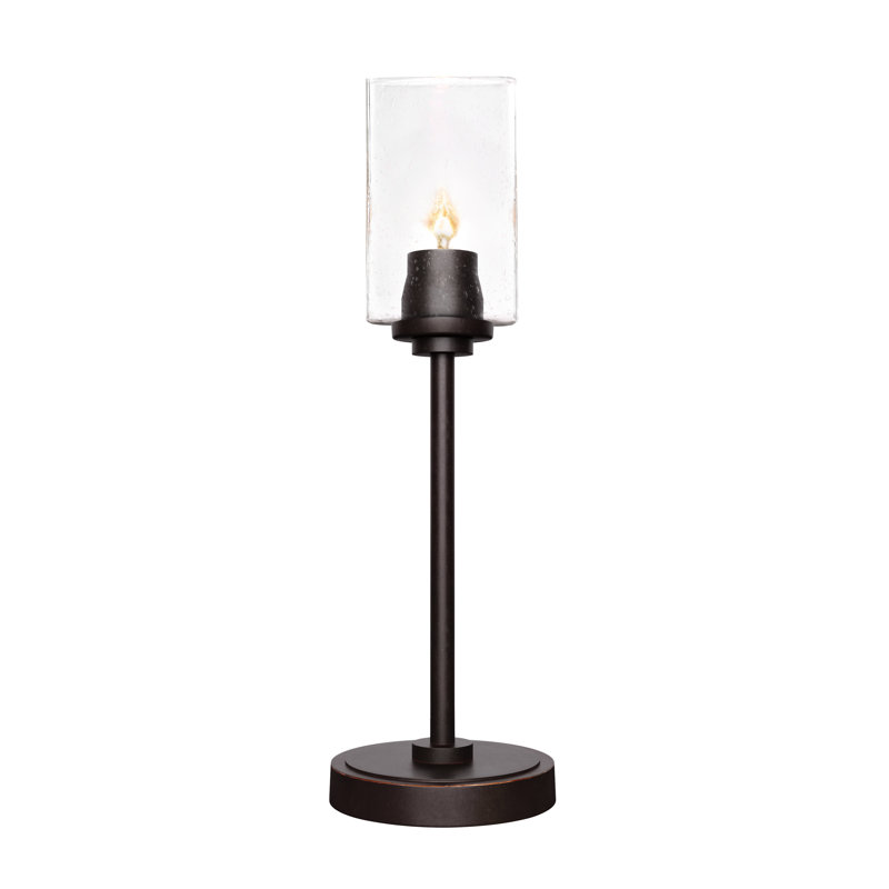 Lampe d'appoint Aneka illustrée d'un verre à bulles carré de 4 po, Granit foncé
