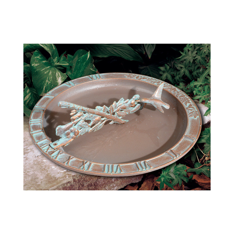 Hummingbird Sundial Birdbath, Oil Rubbed Bronze