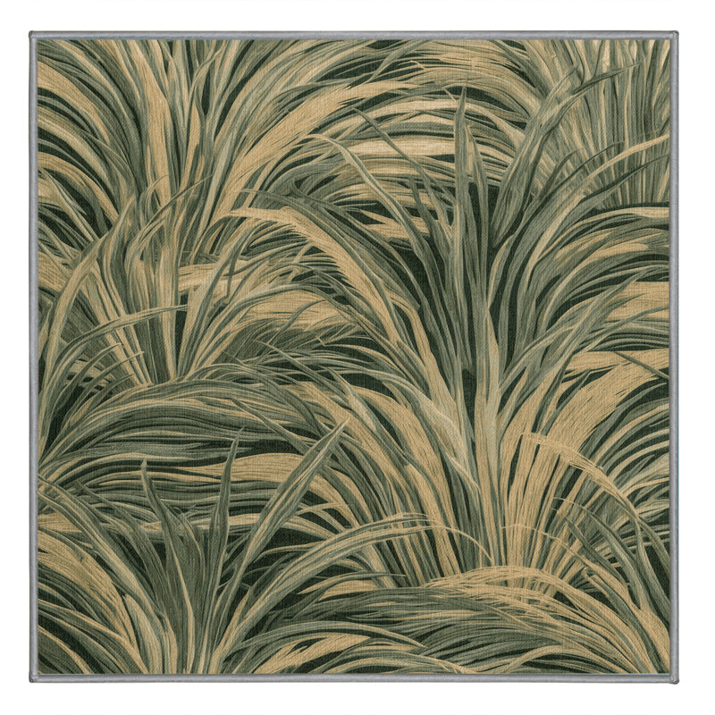 Machine Washable Botanical Brown Area Rug, Square 6'