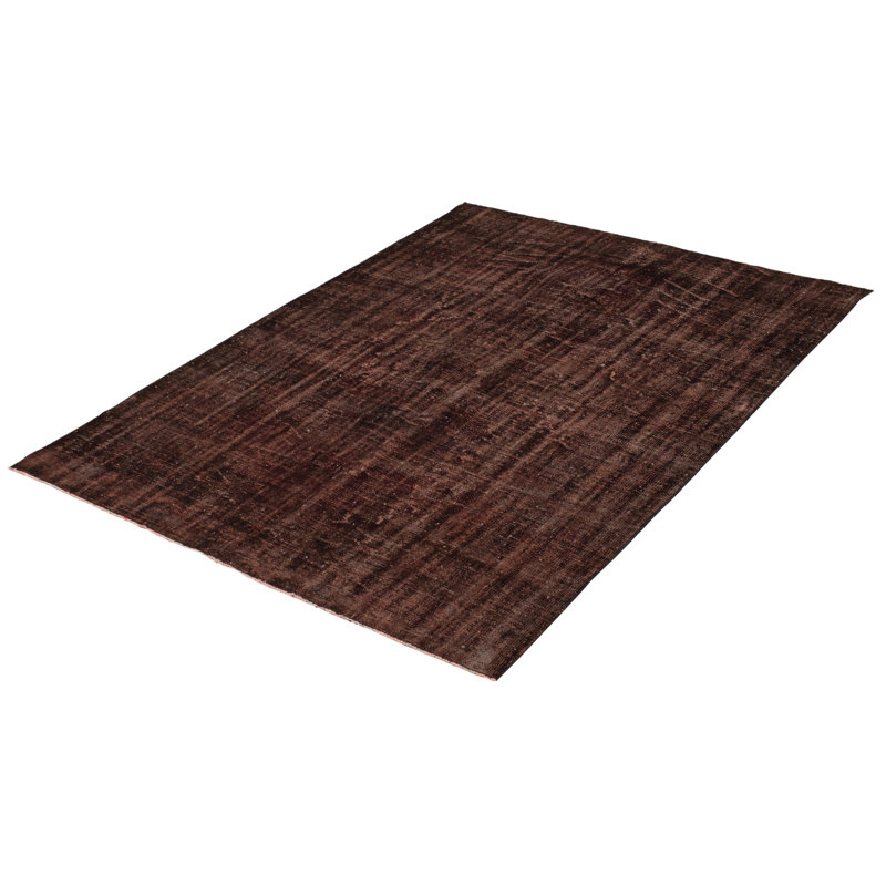Tapis brun foncé en laine noué à la main de conception unique 2000 pi 6 pi 3 po x 8 pi 9 po Oladimeji