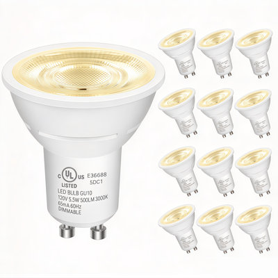 GU10 LED Light Bulbs, Non-Dimmable GU10 Bulb Replacement for Track Lighting, 4W Equivalent 35W, 300 LM Warm White 2700K, MR16 LED Bulb for Kitchen, Range Hood, Living Room, 12 Pack