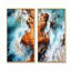 Bleu et orange, plage rocheuse, vue aérienne I - plage côtière, ensemble de 2 impressions sur toile-102576563-102576568
