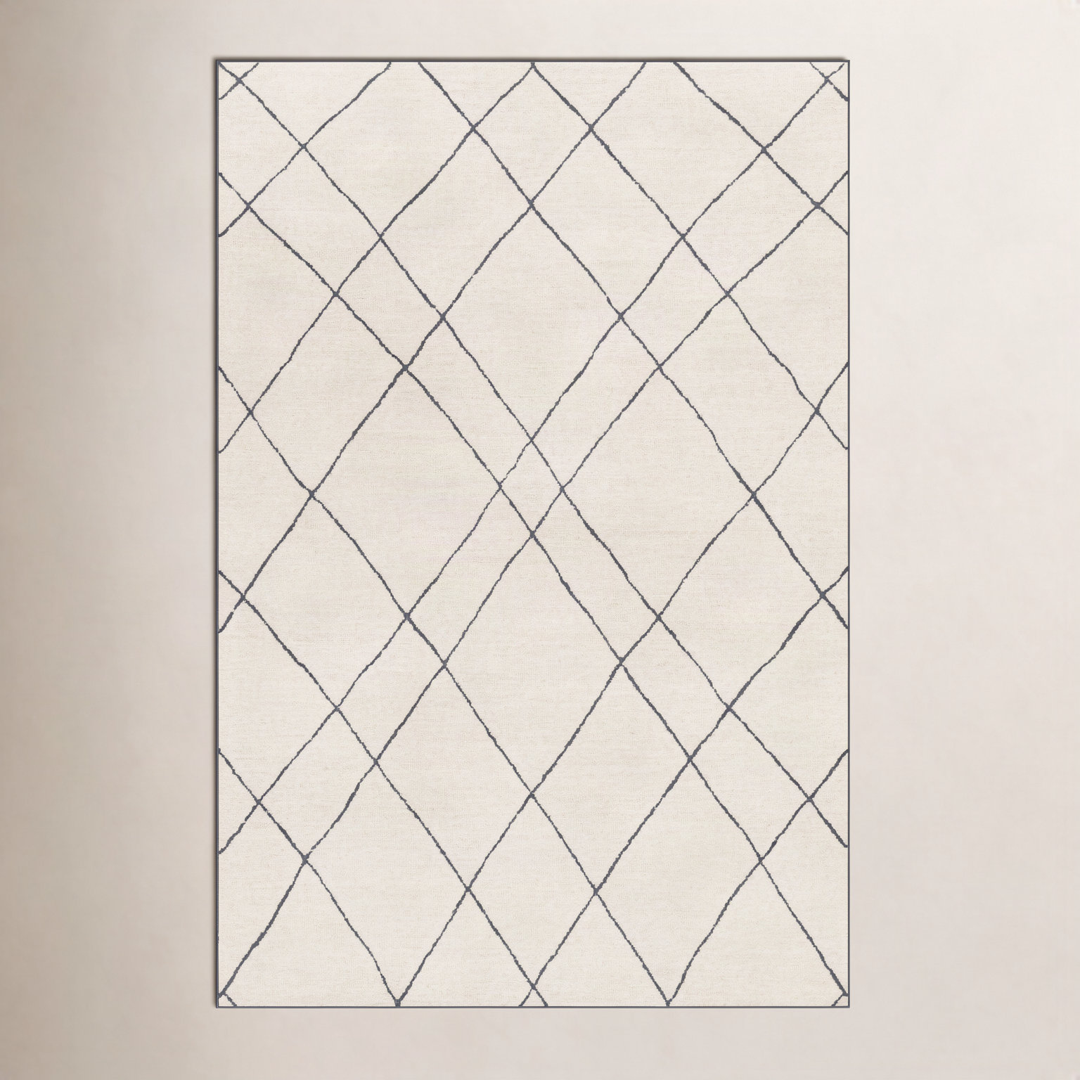 Seaton Black Cream Hand-Tufted Abstract Wool Rug, Rectangle 8' x 10'